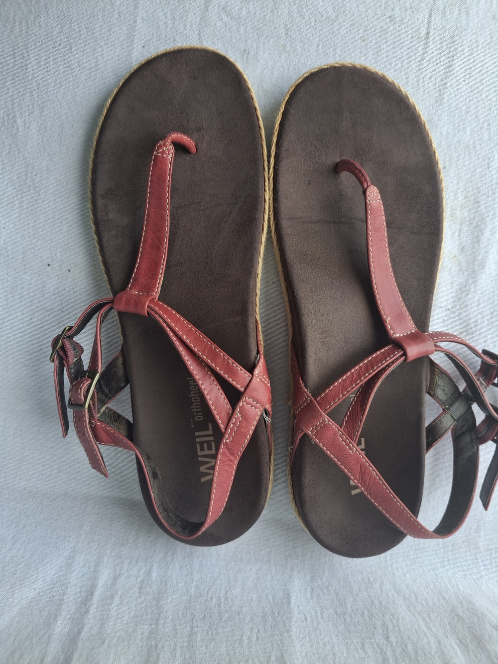 Red Leather Strappy Women's Sandals with Ankle Buckle